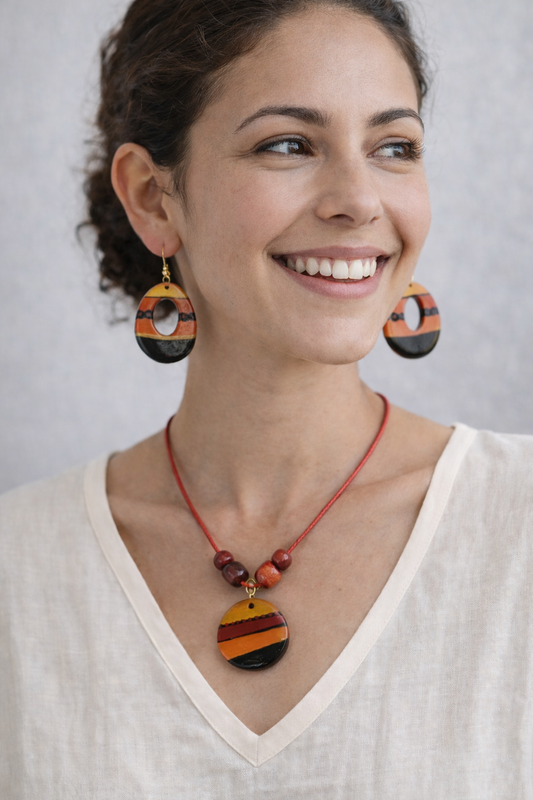 Artisan Resin & Wood Statement Jewelry Set