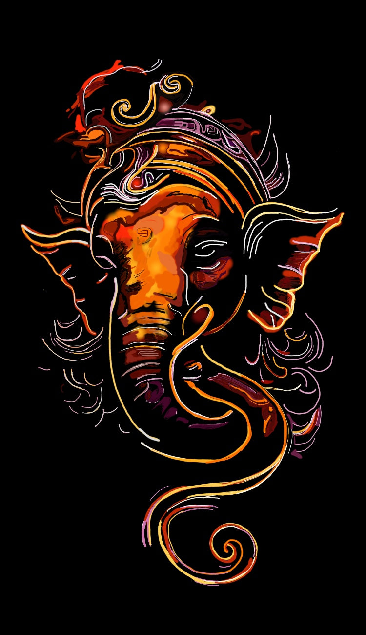 Radiant Ganesha: Modern Neon Devotional Art