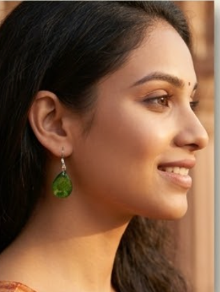 Handmade Green Resin Teardrop Earrings