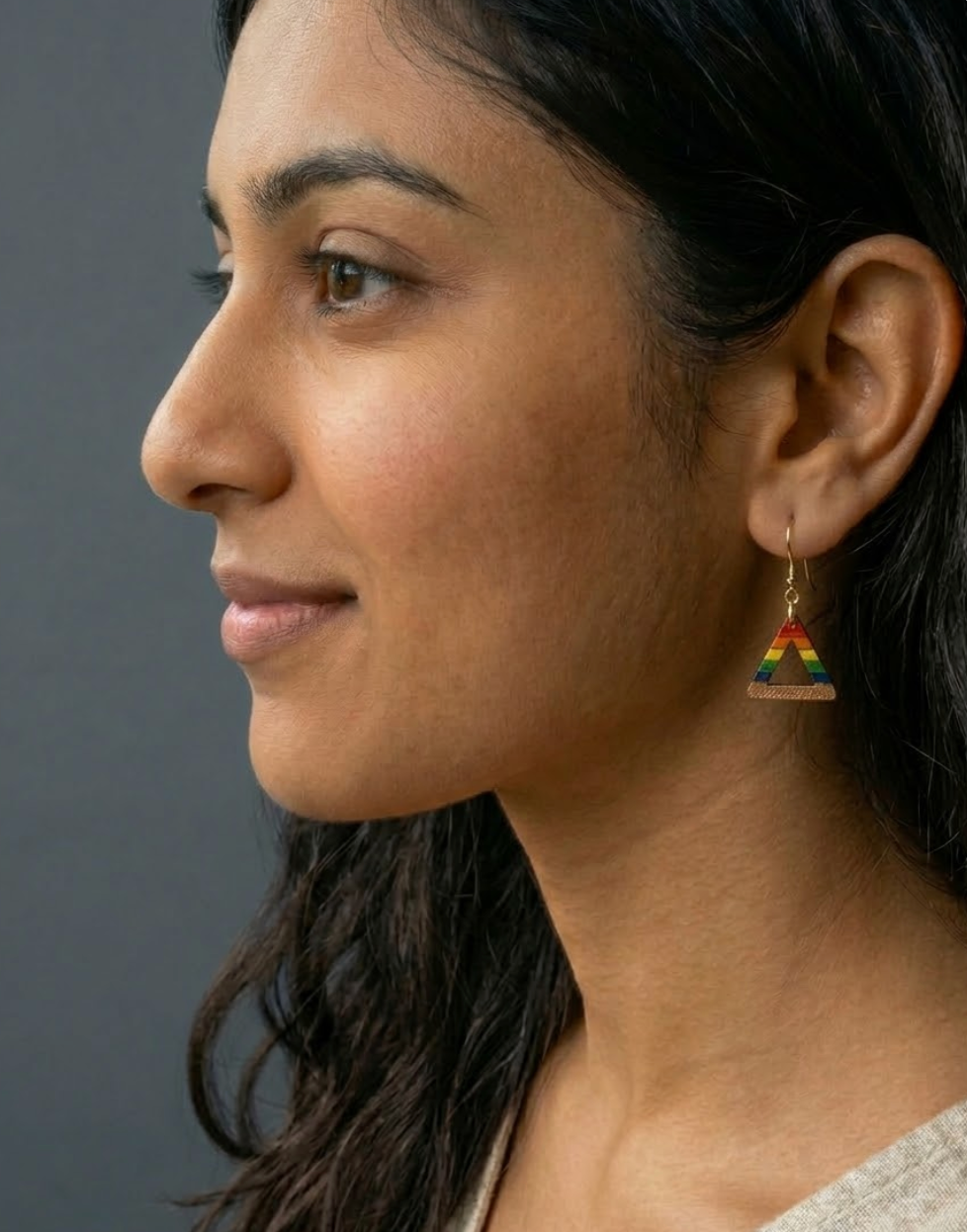 Handmade Vibrant Triangle Wooden Earrings