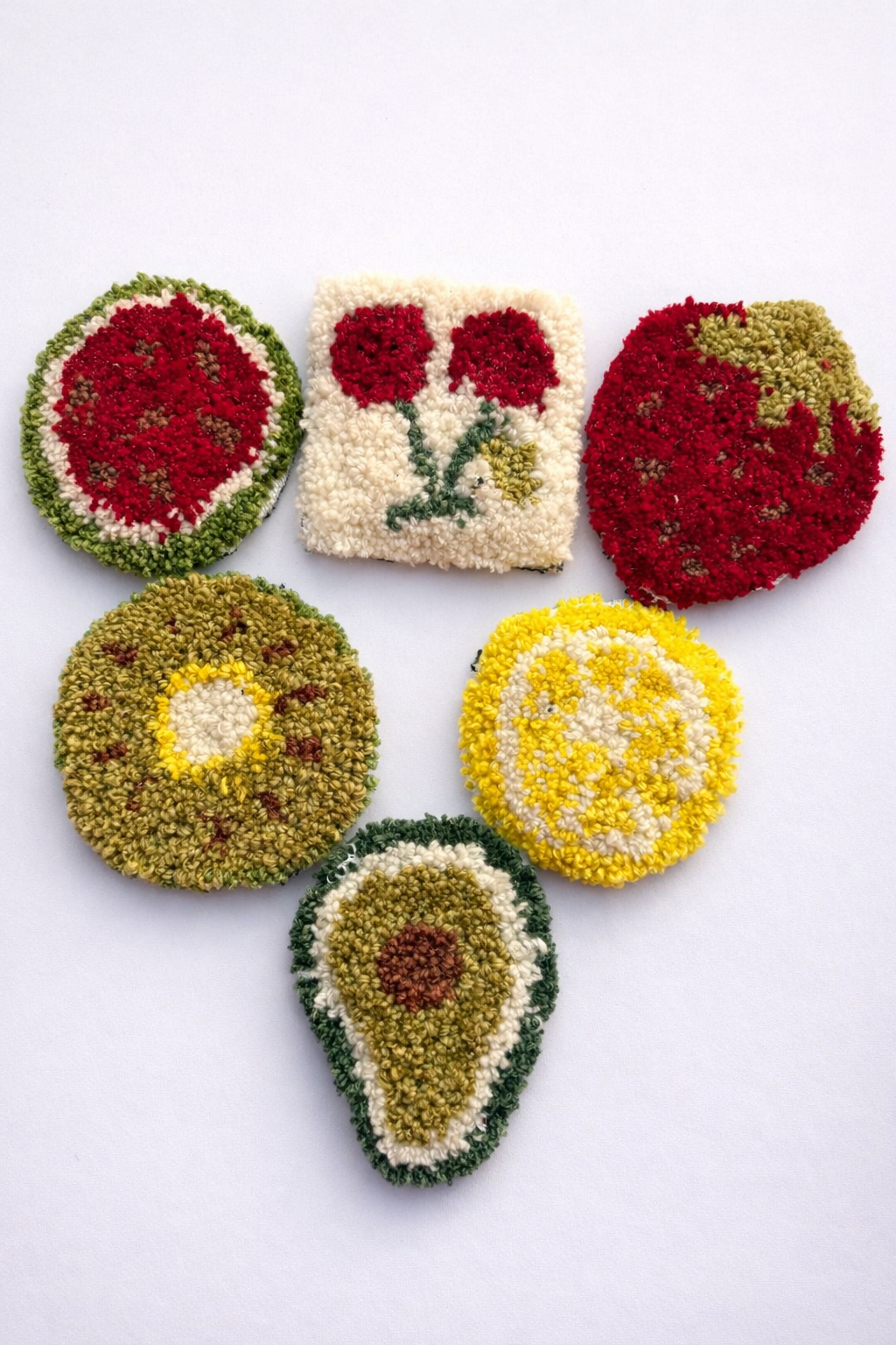 Handmade Tufted Fruit Coaster Set of 6
