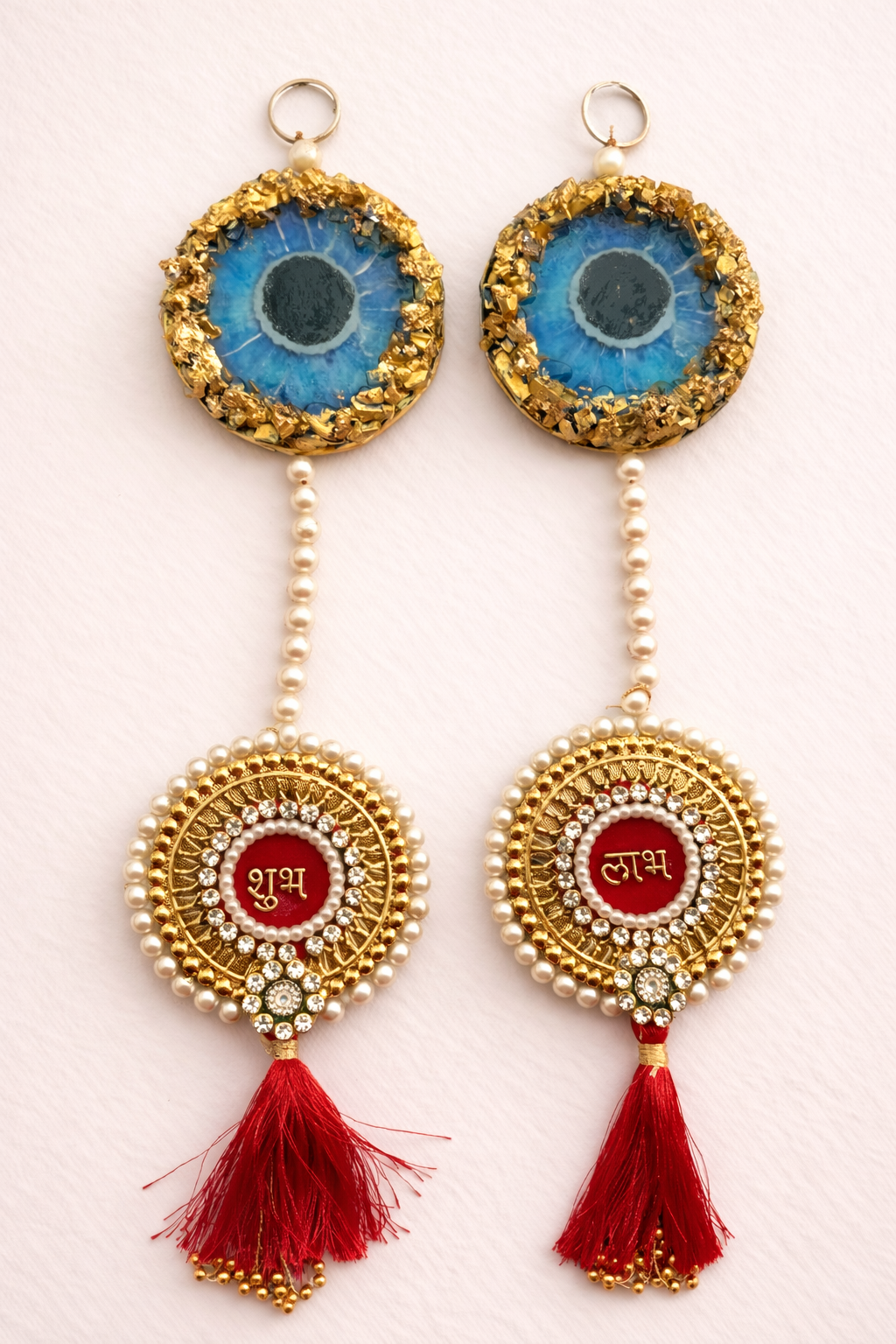 Shubh Labh Evil Eye Wall Hanging – Handmade Nazar Protection Decor (12 inches)