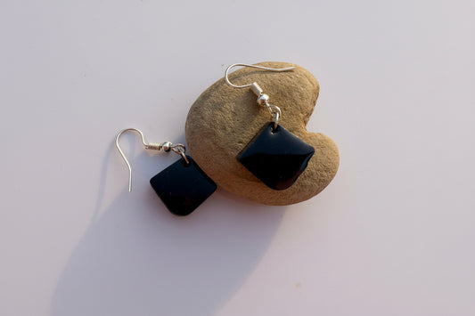 Handmade Black Resin Geometric Earrings