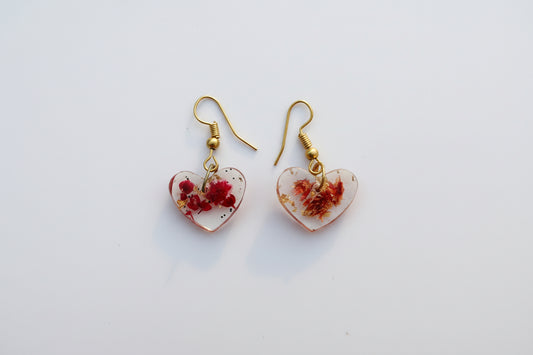 Handmade Floral Heart Resin Earrings