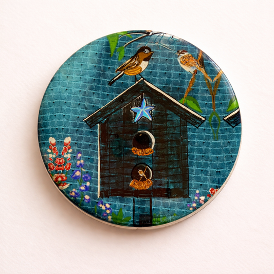 Handmade Artistic Fridge Magnet – Birdhouse Design Decorative Magnet (4x4 inch)