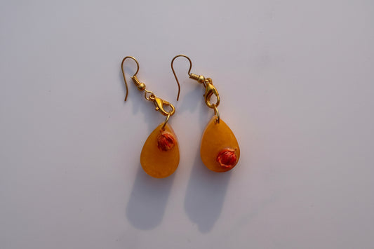 Handmade Golden Glow Floral Resin Earrings