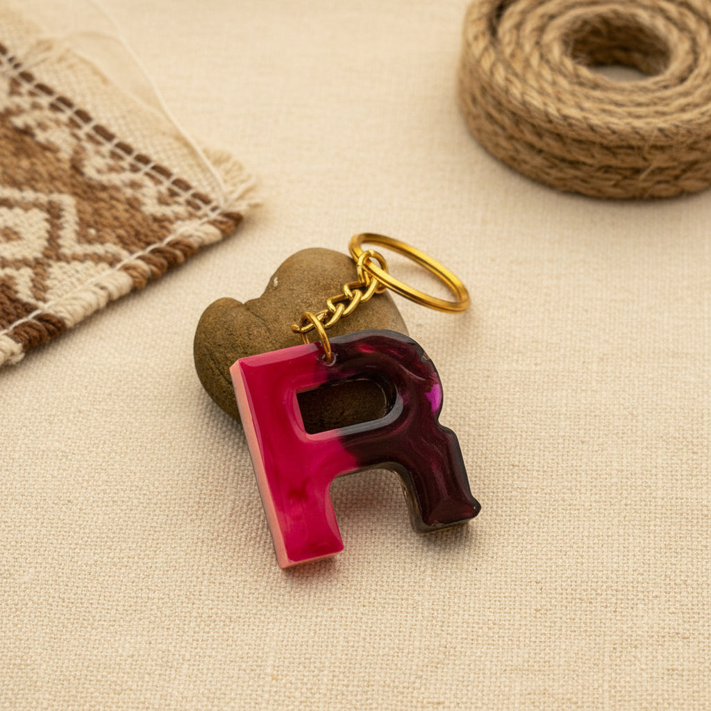 Handcrafted Resin Letter Keychain