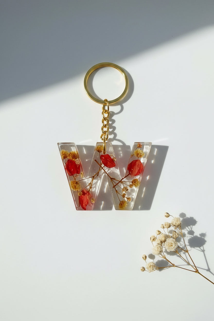 Handcrafted Resin Letter Keychain