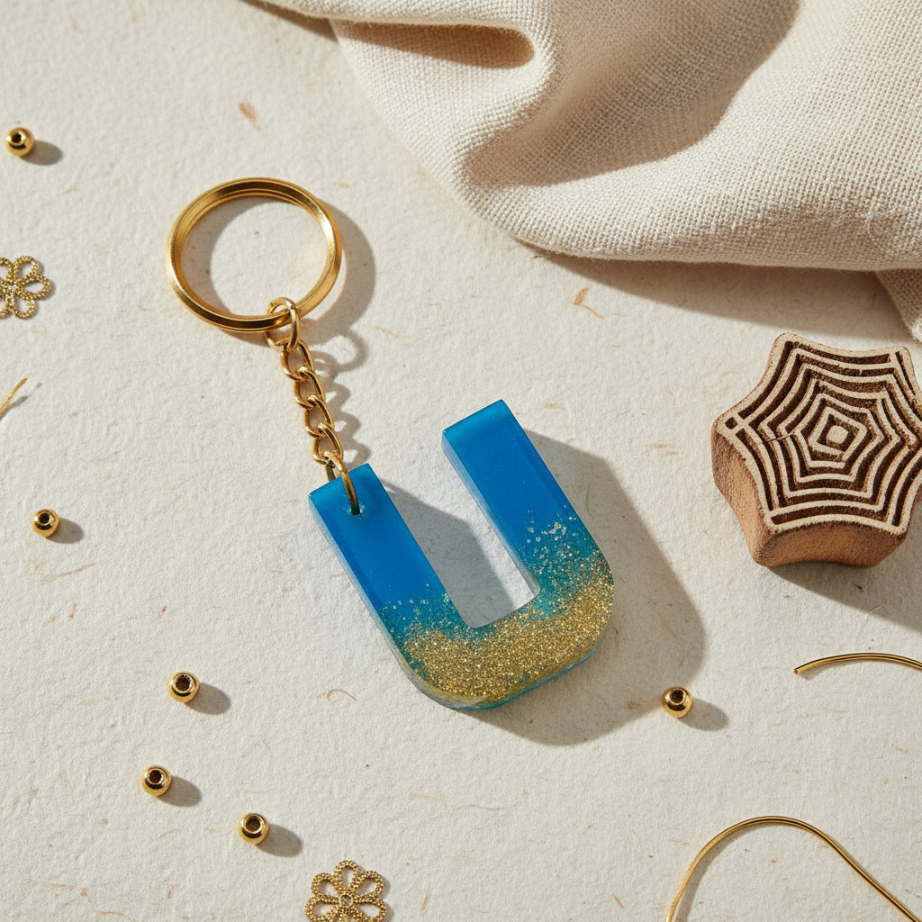 Handcrafted Resin Letter Keychain