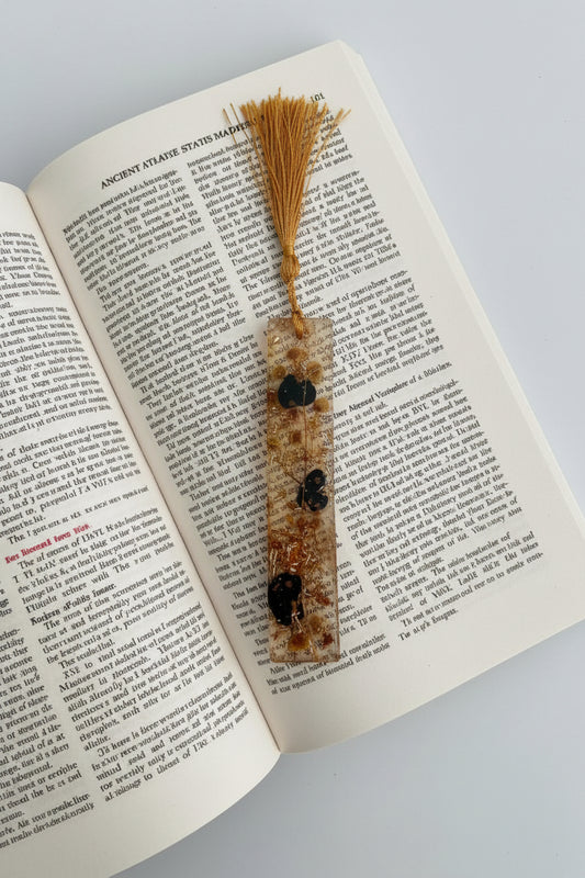 Handmade Resin Bookmark with Pressed Flowers & Tassel