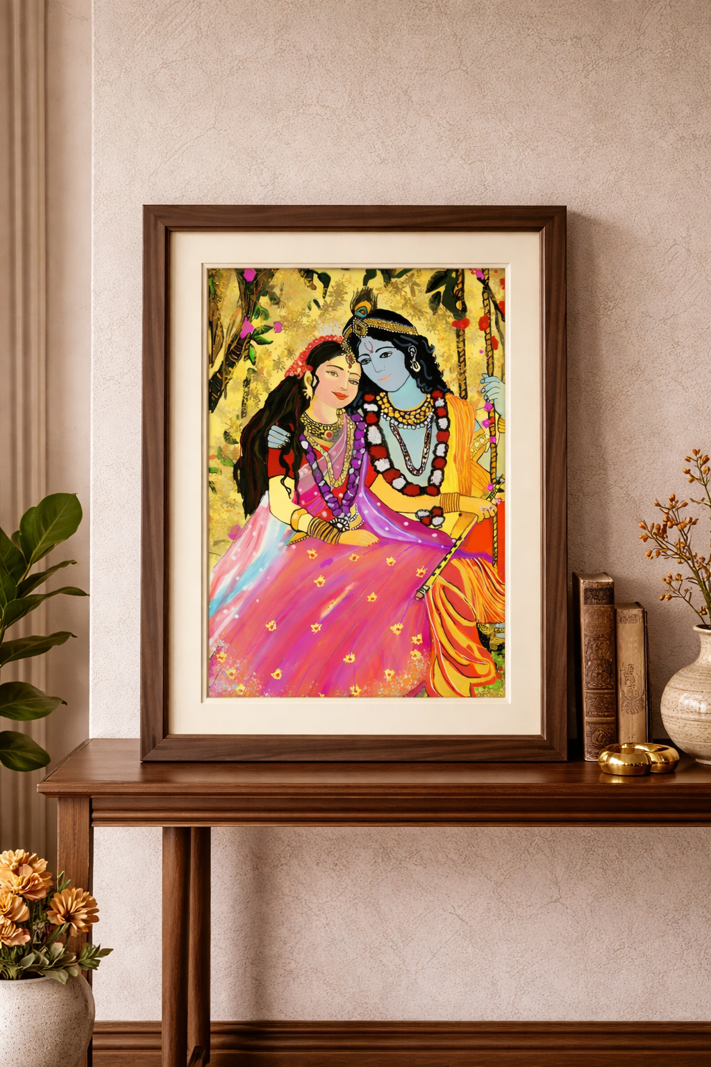 Radha Krishna Divine Love Painting – Handmade Spiritual Art