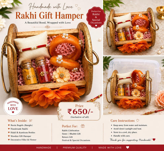 Premium Rakhi Gift Hamper with Resin Bangles, Handmade Rakhi & Haldi Kumkum Set