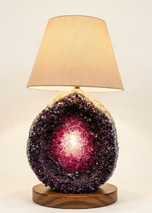 Amethyst Crystal Geode Table Lamp – Handcrafted Resin Art