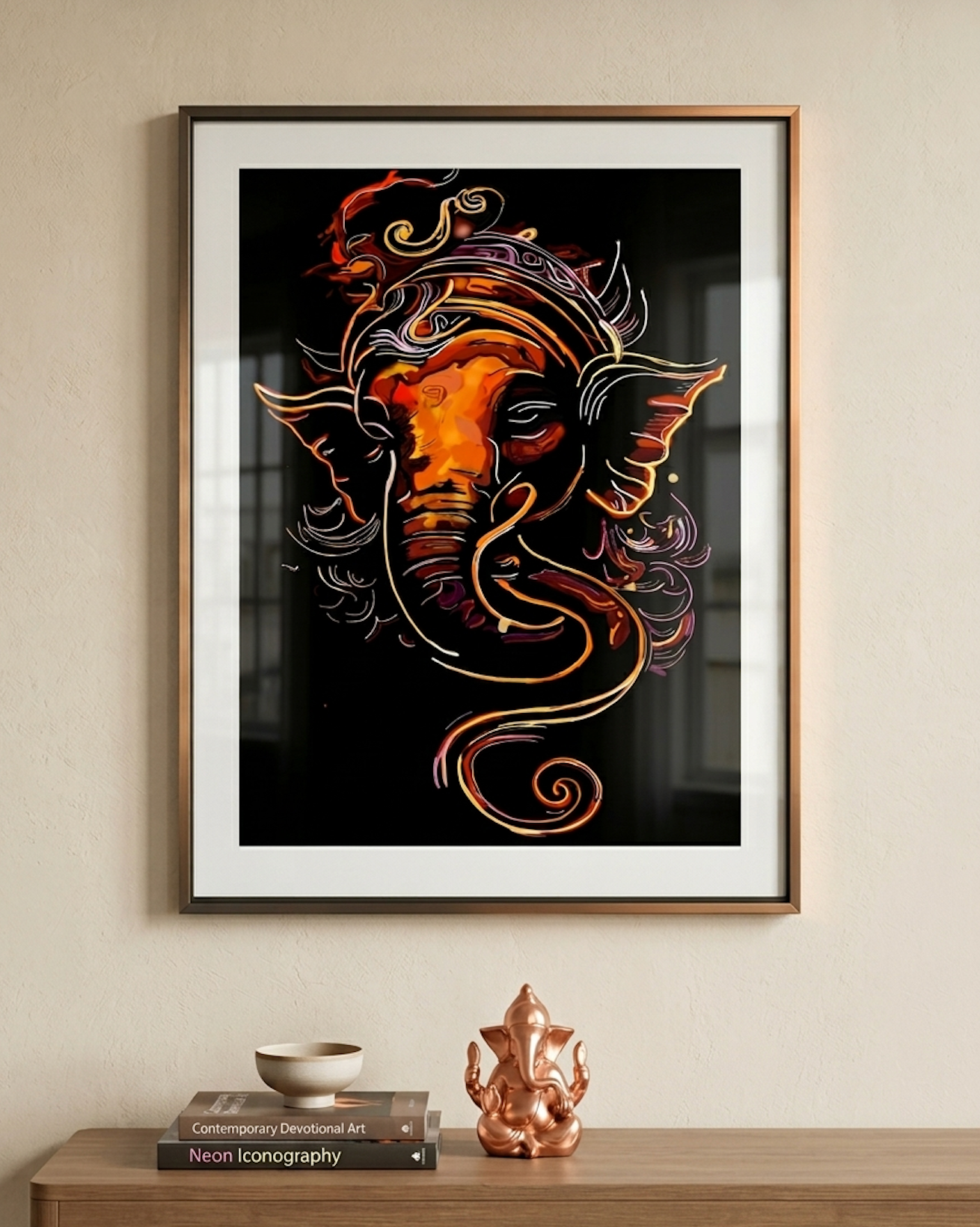 Radiant Ganesha: Modern Neon Devotional Art