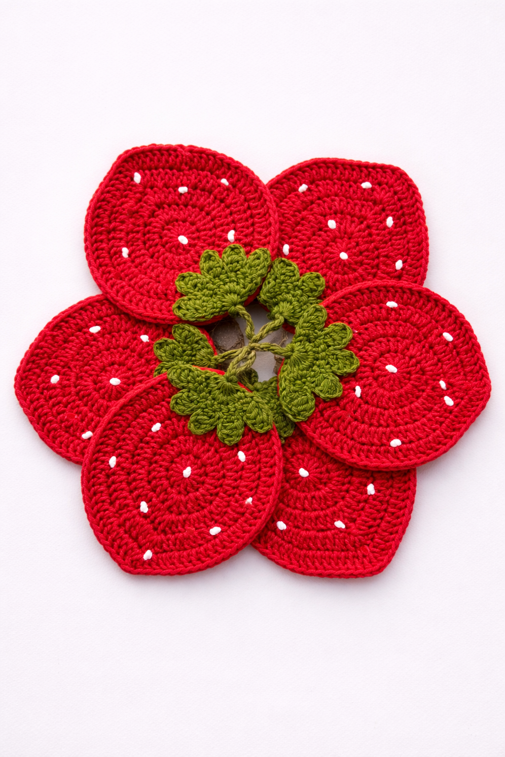Handmade Strawberry Coasters Set of 6