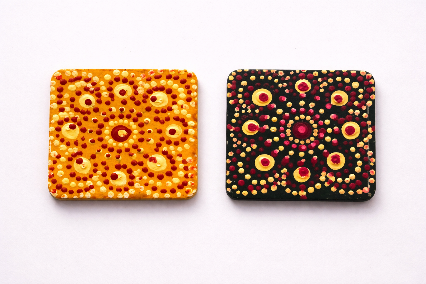 Hand-Painted Mandala Coaster Set