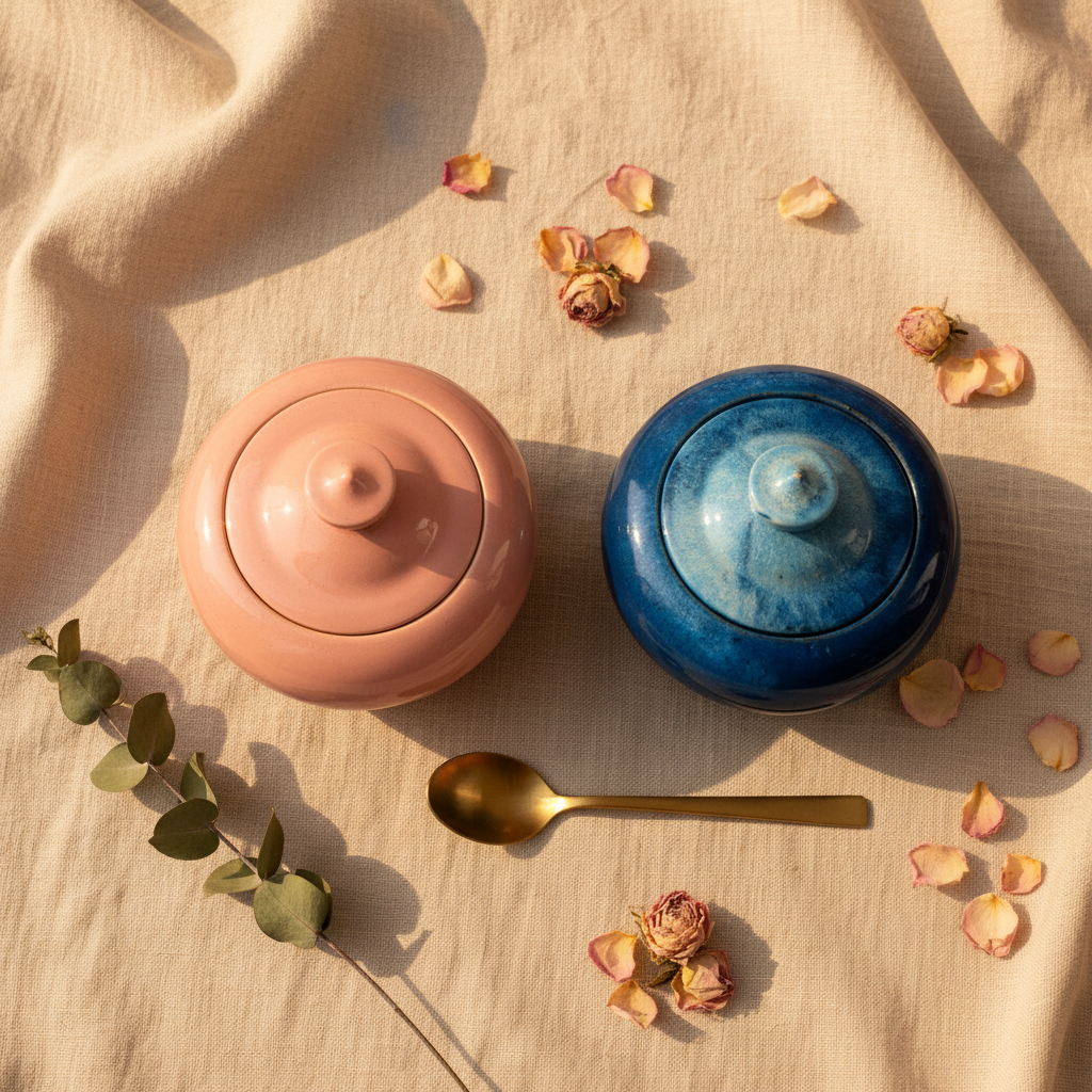 Flat Lay – Ceramic Pots Overhead Styled