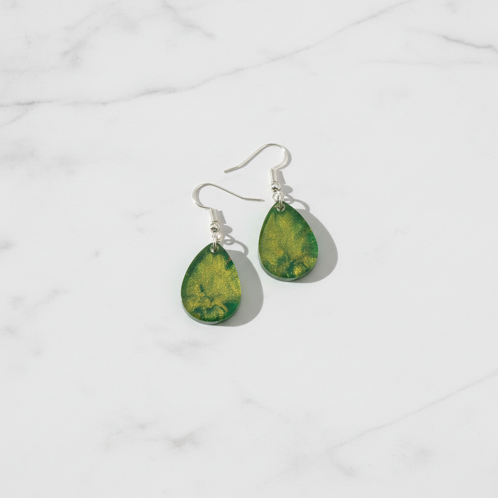 Green Resin Earrings Clean Catalog Image