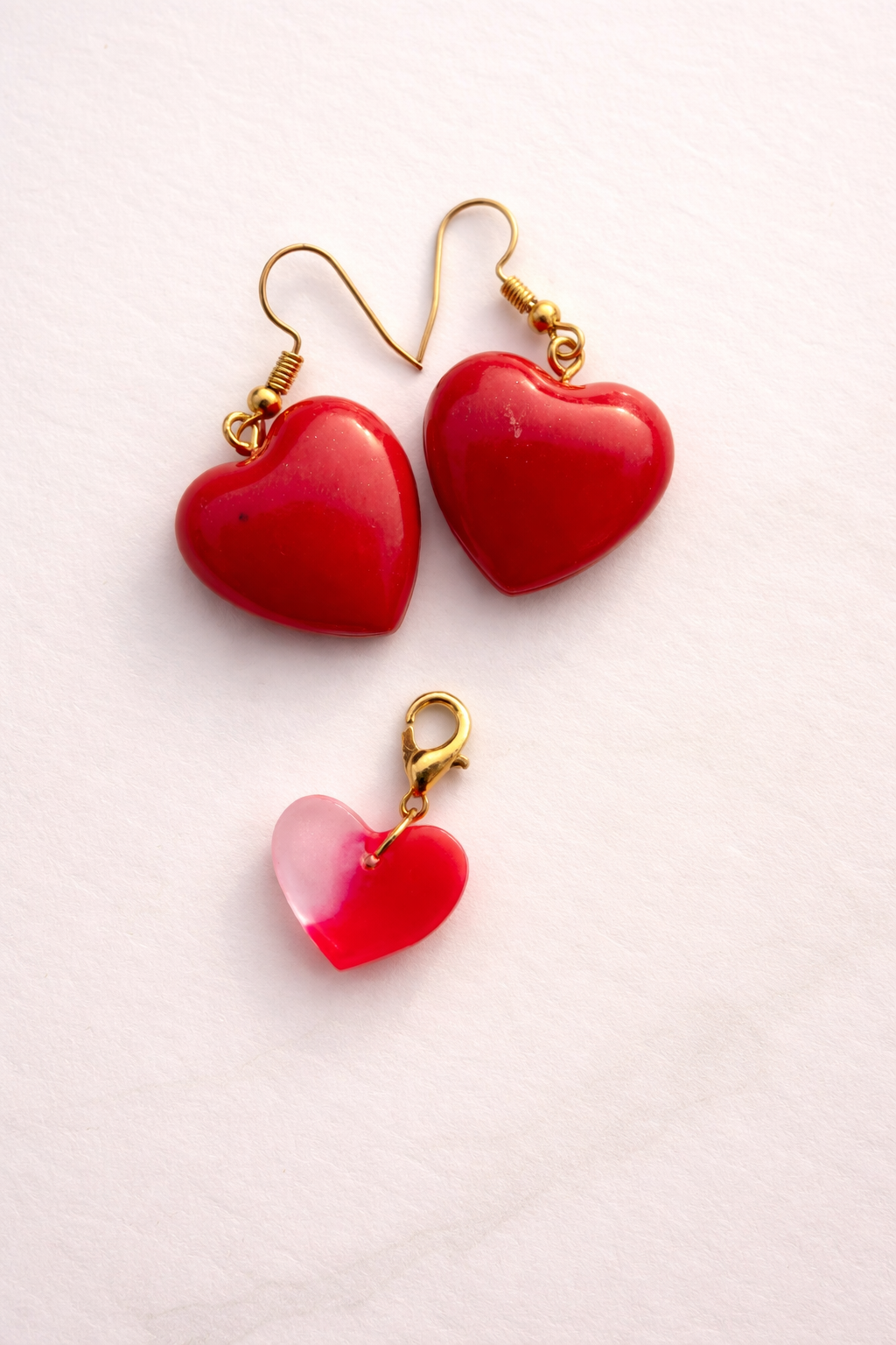 Handmade Red Heart Earrings – Cute Romantic Resin Drop Earrings