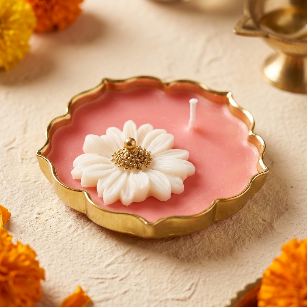 Pink Daisy Candle