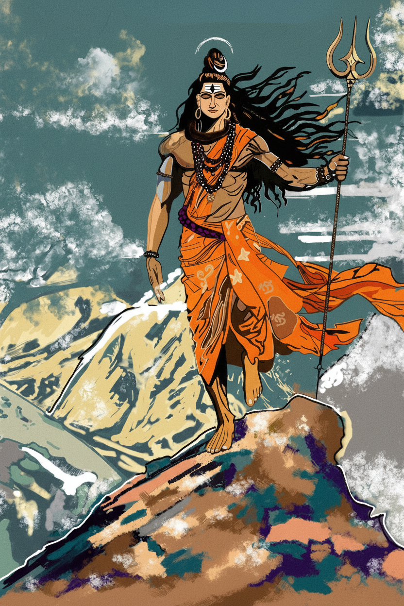 Lord Shiva Mahadev spiritual wall art – traditional Indian painting by Berry Brush Arts