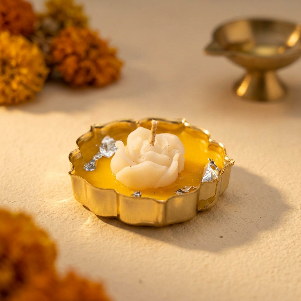 Yellow Rose Candle