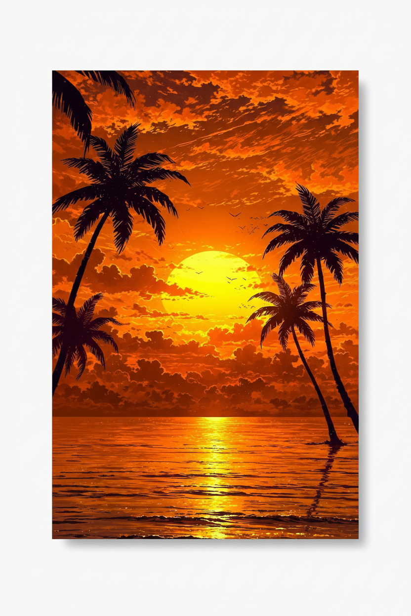 Clean product shot — Tropical Sunset Wall Art on white background