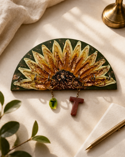 Handmade Sunflower Key Holder – MDF Wall Mounted Key Organizer Decor