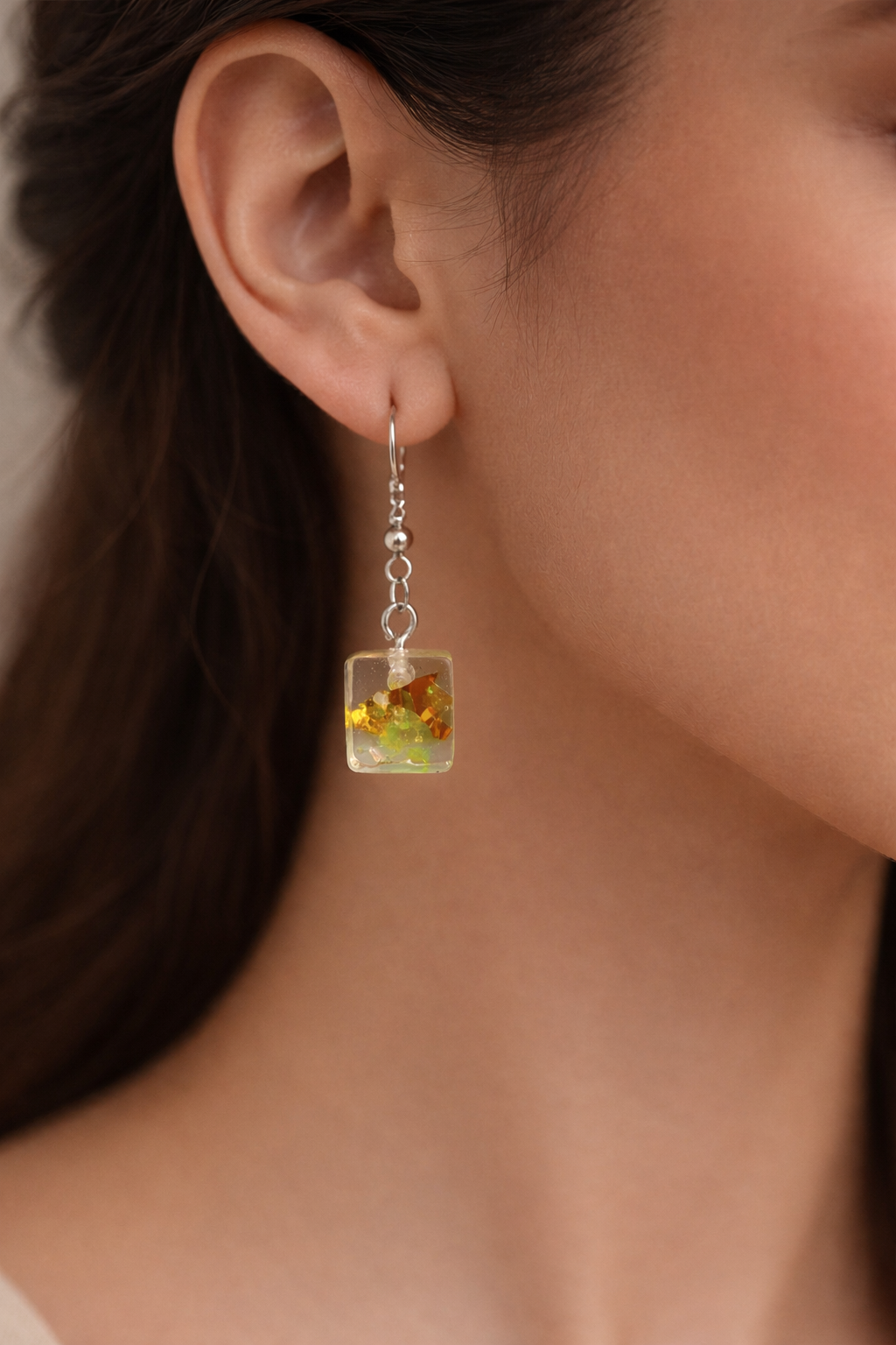 Handmade Golden Floral Minimalist Drop Earrings for Women
