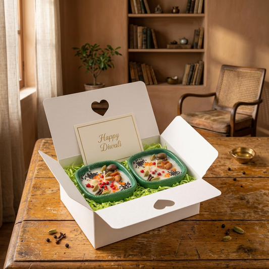 Navgrah gift box without a bow in a sunlit heritage reading room