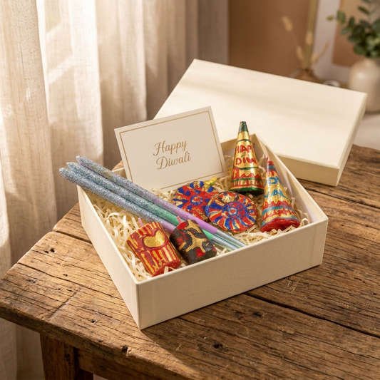Patakha gift set in a rectangular ivory box without a bow