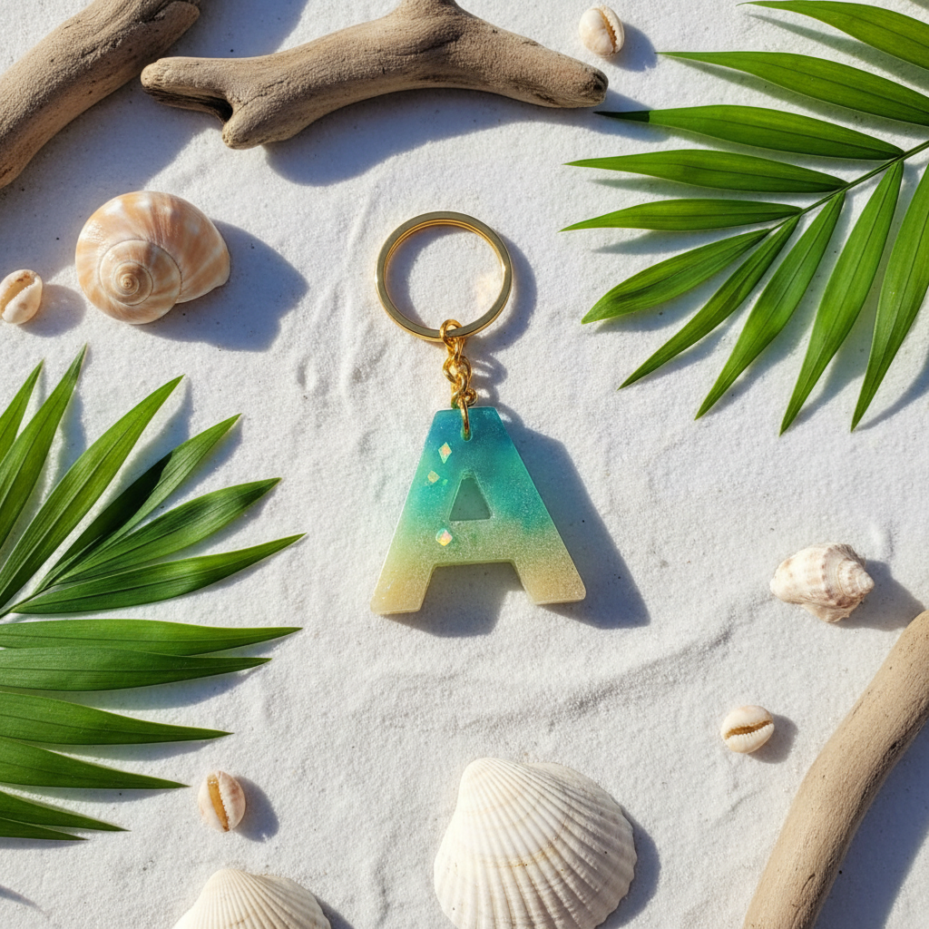 Resin Letter A Keychain – Teal Ombre Lifestyle