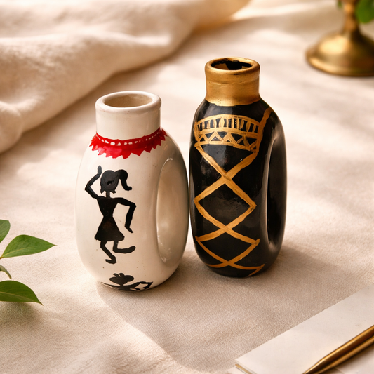 Hand-Painted Ceramic Mini Vase Combo